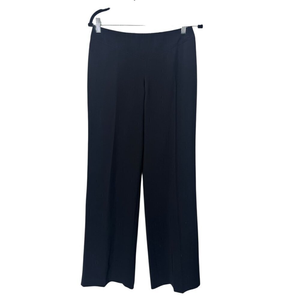 D.Exterior Black Wide Leg Pants Size 42 | Italian-Made Flat Front Pull-On Trouse